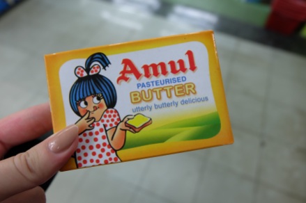 Die geilste Butter! Uebrigens immer gesalzen...40 Rs (0,53 Euro)